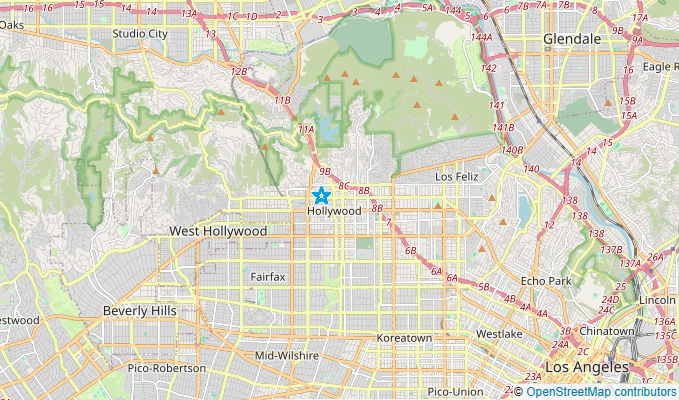 Map of Los Angeles showing studio location in Hollywood